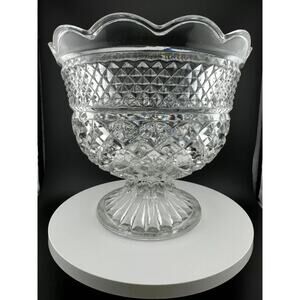 Vintage Anchor Hocking Wexford Clear Glass Footed Bowl